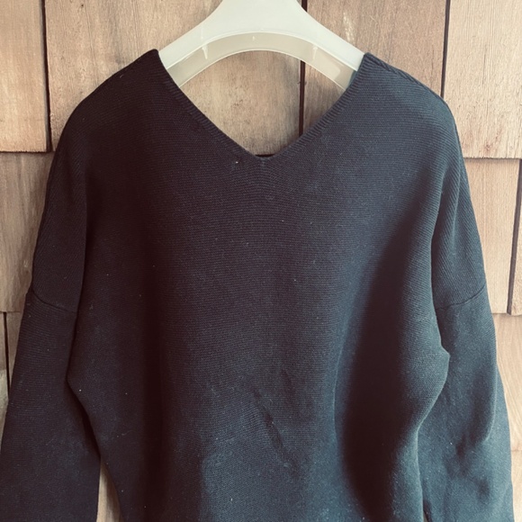 Black 💯 Cotton V-neck Knitted Sweater Pullover Joe Fresh, size M - Picture 9 of 11